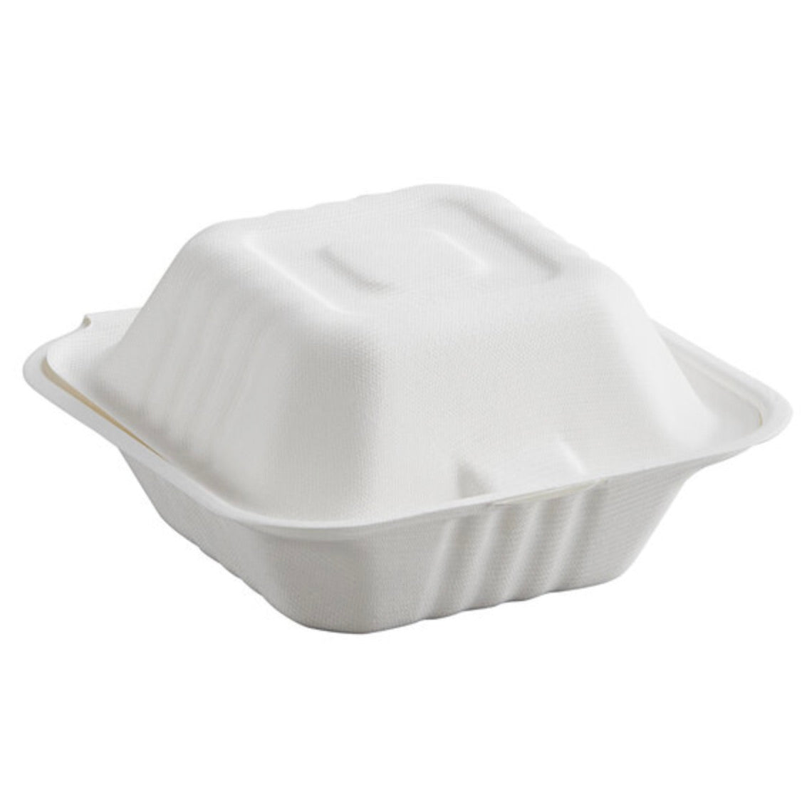 6"x6"x3" Clamshell Compostable Sugarcane / Bagasse Take-Out Container - 500/Case