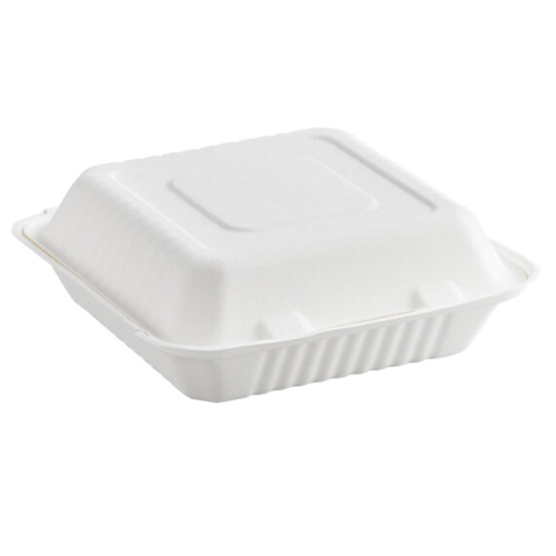 9" x 9" x 3" Compostable Sugarcane/Bagasse One-Compartment Clamshell Take-Out Box - 200/Case
